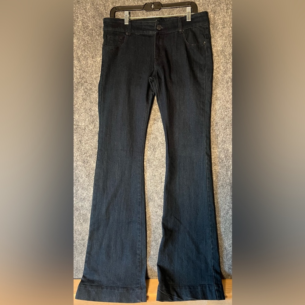 NormaKamali women’s flare Stretch Denim Mid Rise Jeans 8 Average 34X36 blue Y2K